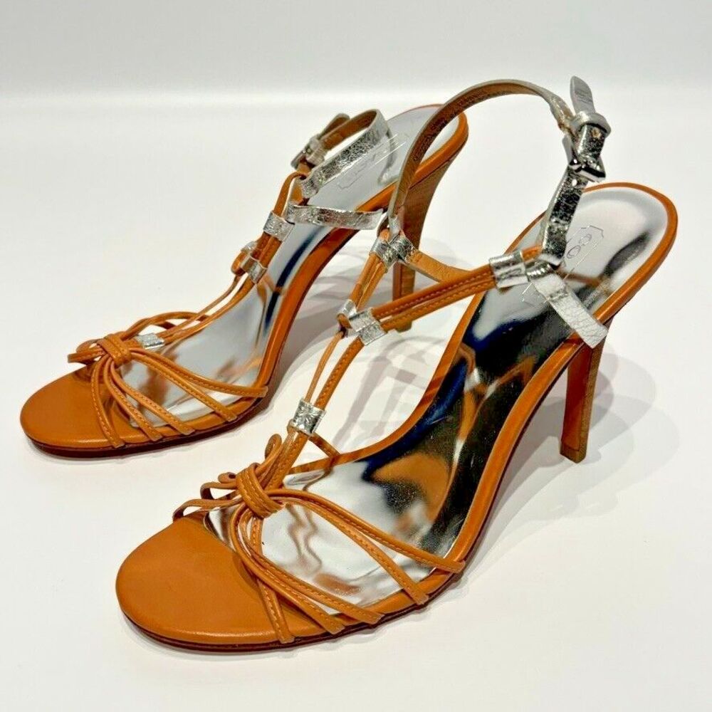NWOB $170 Coach Lana Heels Brown Silver Leather Strappy Elegant Women’s Size 8.5 - Picture 5 of 12